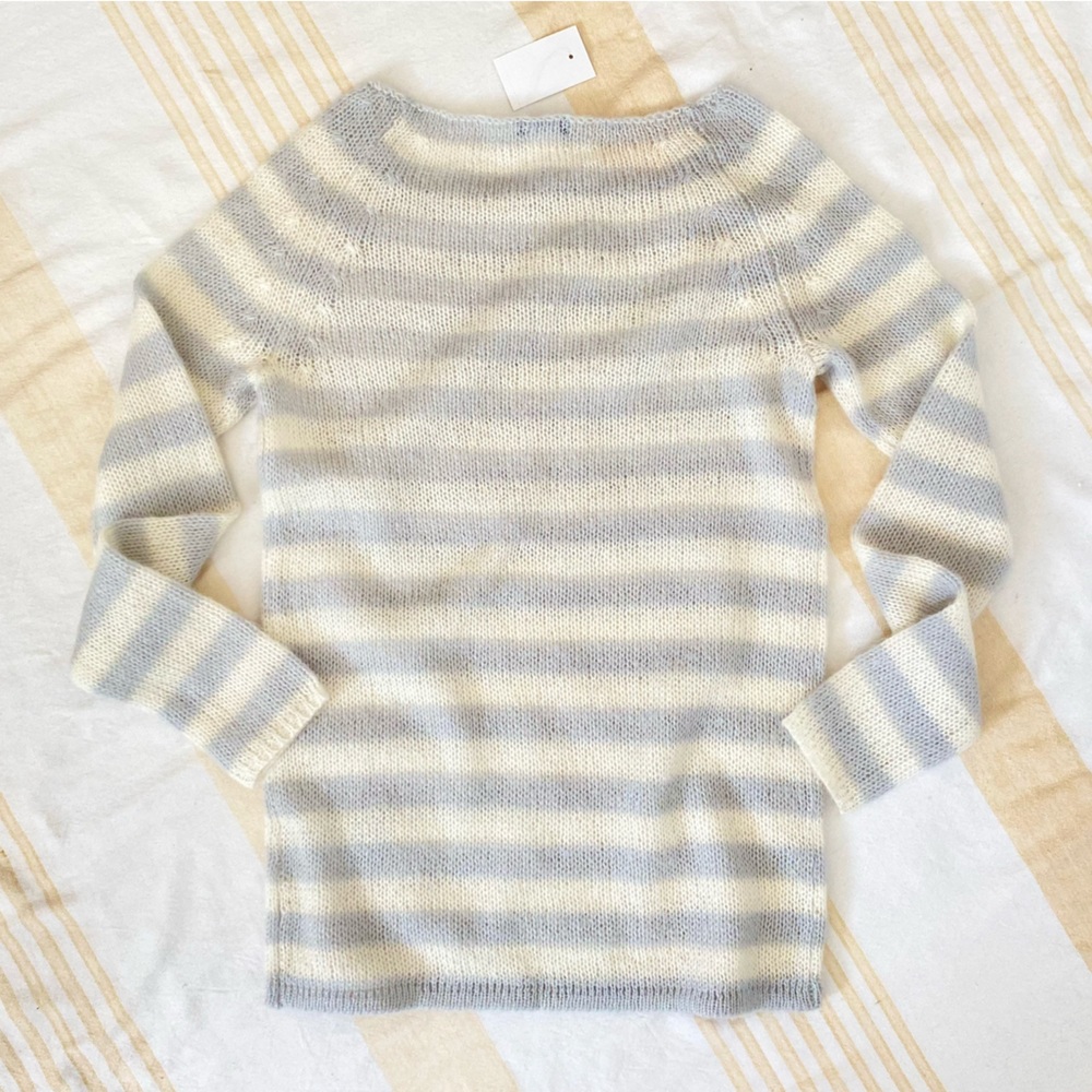 J.Crew NWT 🩶 Soft Cozy Mohair-Blend Loose-knit Sweater Grey/White Stripe SZ XS - Picture 5 of 16